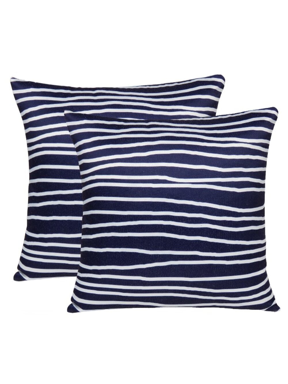 Oussum Blue Wave Printed Cotton Square Cushion Cover Boho Pillow Case Set Of 2